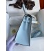 Hermes Kelly Sellier 25 Handmade Bag In Celeste Epsom Calfskin
