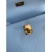 Hermes Kelly Sellier 25 Handmade Bag In Celeste Epsom Calfskin