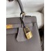 Hermes Kelly Sellier 25 Handmade Bag In Etain Epsom Calfskin