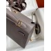 Hermes Kelly Sellier 25 Handmade Bag In Etain Epsom Calfskin