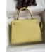 Hermes Kelly Sellier 25 Handmade Bag In Jaune Poussin Epsom Calfskin