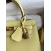 Hermes Kelly Sellier 25 Handmade Bag In Jaune Poussin Epsom Calfskin