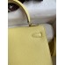 Hermes Kelly Sellier 25 Handmade Bag In Jaune Poussin Epsom Calfskin
