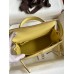Hermes Kelly Sellier 25 Handmade Bag In Jaune Poussin Epsom Calfskin