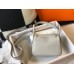 Hermes Lindy Mini Bag In Pearl Grey Clemence Leather GHW