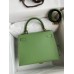 Hermes Kelly Sellier 25 Handmade Bag In Vert Criquet Epsom Calfskin