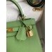 Hermes Kelly Sellier 25 Handmade Bag In Vert Criquet Epsom Calfskin