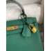 Hermes Kelly Sellier 25 Handmade Bag In Malachite Epsom Calfskin
