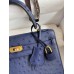 Hermes Kelly Sellier 25 Handmade Bag In Blue Iris Ostrich Leather