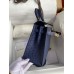 Hermes Kelly Sellier 25 Handmade Bag In Blue Iris Ostrich Leather