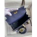 Hermes Kelly Sellier 25 Handmade Bag In Blue Iris Ostrich Leather