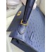 Hermes Kelly Sellier 25 Handmade Bag In Blue Iris Ostrich Leather