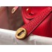 Hermes Lindy Mini Bag In Red Clemence Leather GHW