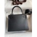 Hermes Kelly Retourne 25 Handmade Bag In Black Swift Calfskin