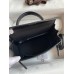 Hermes Kelly Retourne 25 Handmade Bag In Black Swift Calfskin