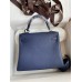 Hermes Kelly Retourne 25 Handmade Bag In Blue Saphir Clemence Leather