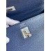 Hermes Kelly Retourne 25 Handmade Bag In Blue Saphir Clemence Leather