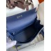 Hermes Kelly Retourne 25 Handmade Bag In Blue Saphir Clemence Leather