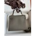 Hermes Kelly Retourne 25 Handmade Bag In Etain Clemence Leather
