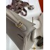 Hermes Kelly Retourne 25 Handmade Bag In Etain Clemence Leather