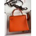 Hermes Kelly Retourne 25 Handmade Bag In Orange Clemence Leather