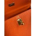 Hermes Kelly Retourne 25 Handmade Bag In Orange Clemence Leather