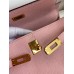 Hermes Kelly Retourne 25 Handmade Bag In Rose Sakura Clemence Leather