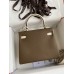 Hermes Kelly Retourne 25 Bicolor Bag in Taupe and Craie Clemence Calfskin