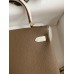 Hermes Kelly Retourne 25 Bicolor Bag in Taupe and Craie Clemence Calfskin
