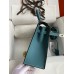 Hermes Kelly Sellier 25 Handmade Bag In Blue Jean Epsom Calfskin