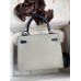 Hermes Kelly Sellier 25 Bicolor Bag in Pearl Grey and Blue Mysore Goatskin
