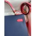 Hermes Kelly Sellier 28 Bicolor Bag in Blue Saphir and Rose Lipstick Epsom Calfskin