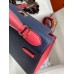 Hermes Kelly Sellier 28 Bicolor Bag in Blue Saphir and Rose Lipstick Epsom Calfskin