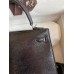 Hermes Kelly Sellier 25 Handmade Bag In Black Lizard Leather