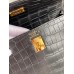 Hermes Kelly Sellier 25 Handmade Bag In Black Crocodile Niloticus Matte Skin