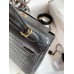 Hermes Kelly Sellier 25 Handmade Bag In Black Crocodile Niloticus Matte Skin