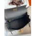 Hermes Kelly Retourne 28 Handmade Bag In Black Clemence Leather