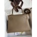 Hermes Kelly Retourne 28 Handmade Bag In Taupe Clemence Leather
