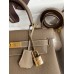 Hermes Kelly Retourne 28 Handmade Bag In Taupe Clemence Leather