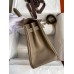 Hermes Kelly Retourne 28 Handmade Bag In Taupe Clemence Leather