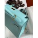 Hermes Kelly Sellier 28 Handmade Bag In Blue Atoll Epsom Calfskin