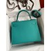 Hermes Kelly Sellier 28 Handmade Bag In Blue Paon Epsom Calfskin