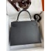 Hermes Kelly Sellier 28 Handmade Bag In Black Epsom Calfskin