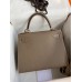 Hermes Kelly Sellier 28 Handmade Bag In Taupe Epsom Calfskin