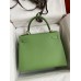 Hermes Kelly Sellier 28 Handmade Bag In Vert Criquet Epsom Calfskin