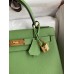 Hermes Kelly Sellier 28 Handmade Bag In Vert Criquet Epsom Calfskin