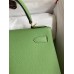Hermes Kelly Sellier 28 Handmade Bag In Vert Criquet Epsom Calfskin