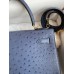 Hermes Kelly Sellier 28 Handmade Bag In Blue Iris Ostrich Leather