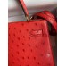 Hermes Kelly Sellier 28 Handmade Bag In Red Ostrich Leather