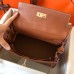 Hermes Kelly Retourne 28 Handmade Bag In Gold Swift Calfskin